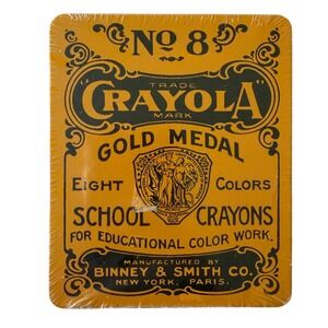 Vintage Crayola No 8 Gold Medal Tin 2000 Sealed School Crayons Binney Smith